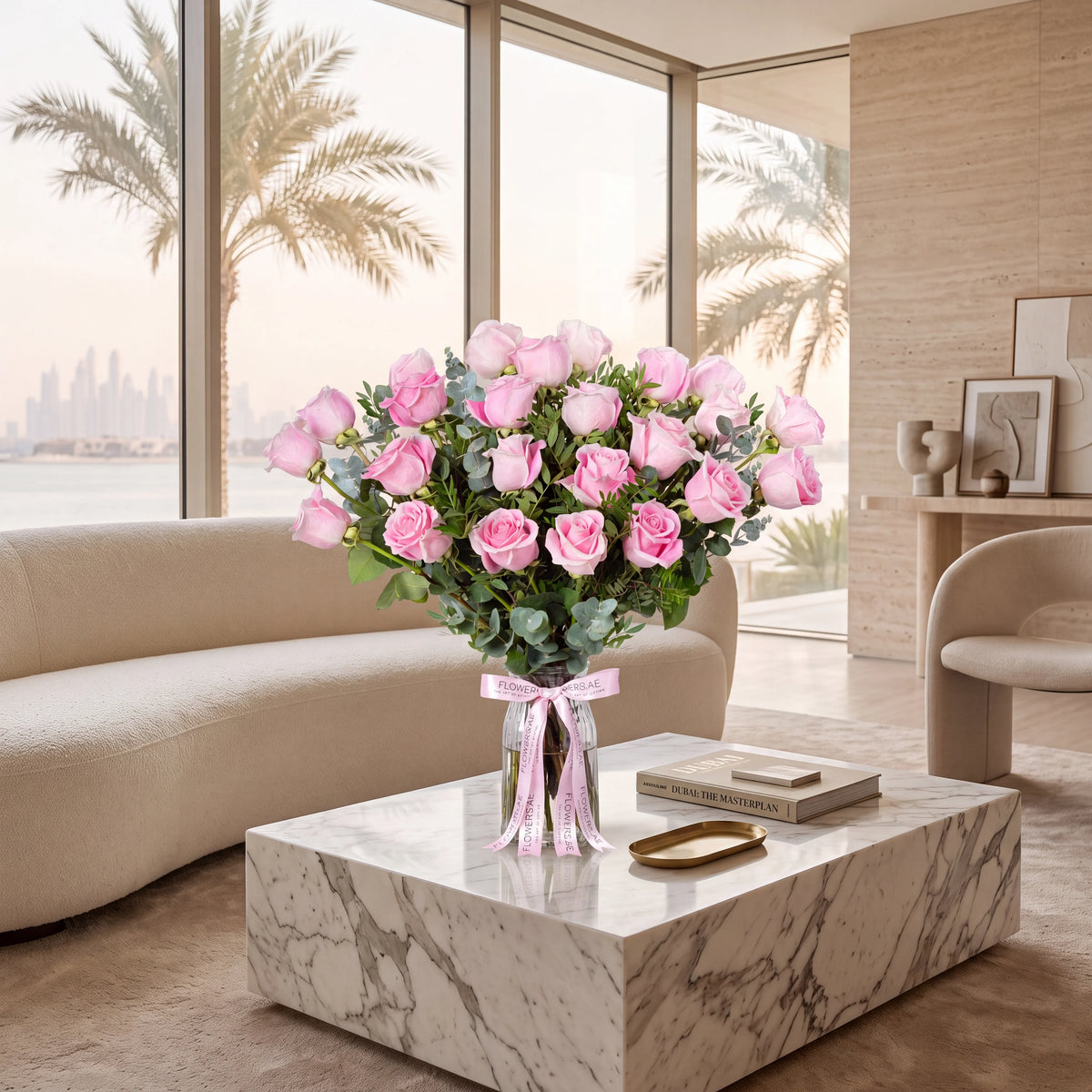 25 Pink Roses Vase