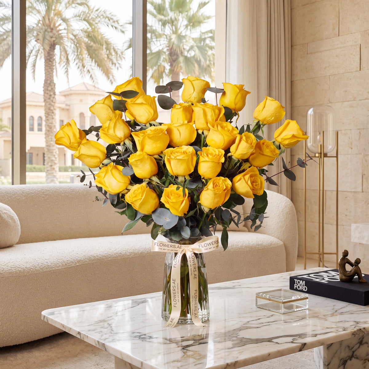 25 Yellow Roses Vase