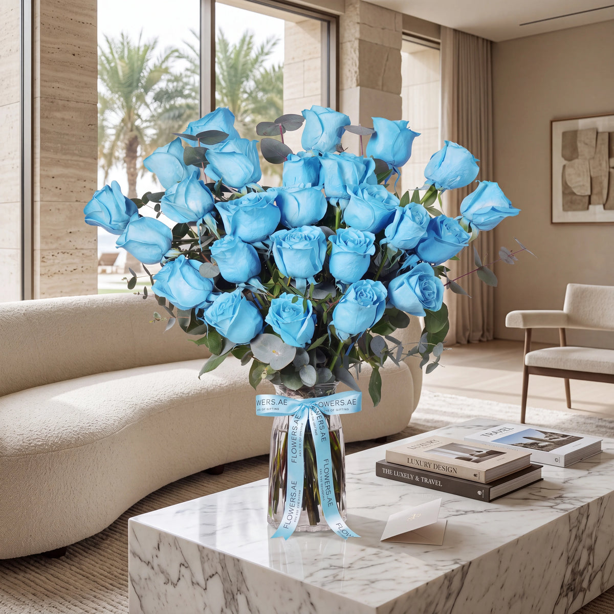25 Tiffany Blue Roses Vase