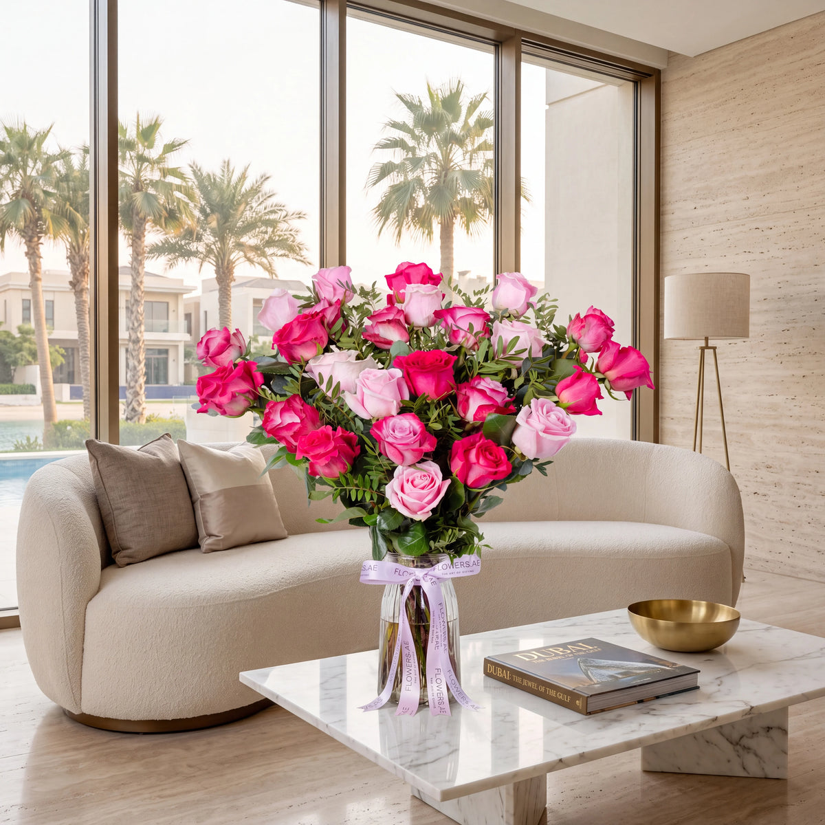 25 Blush Roses Vase