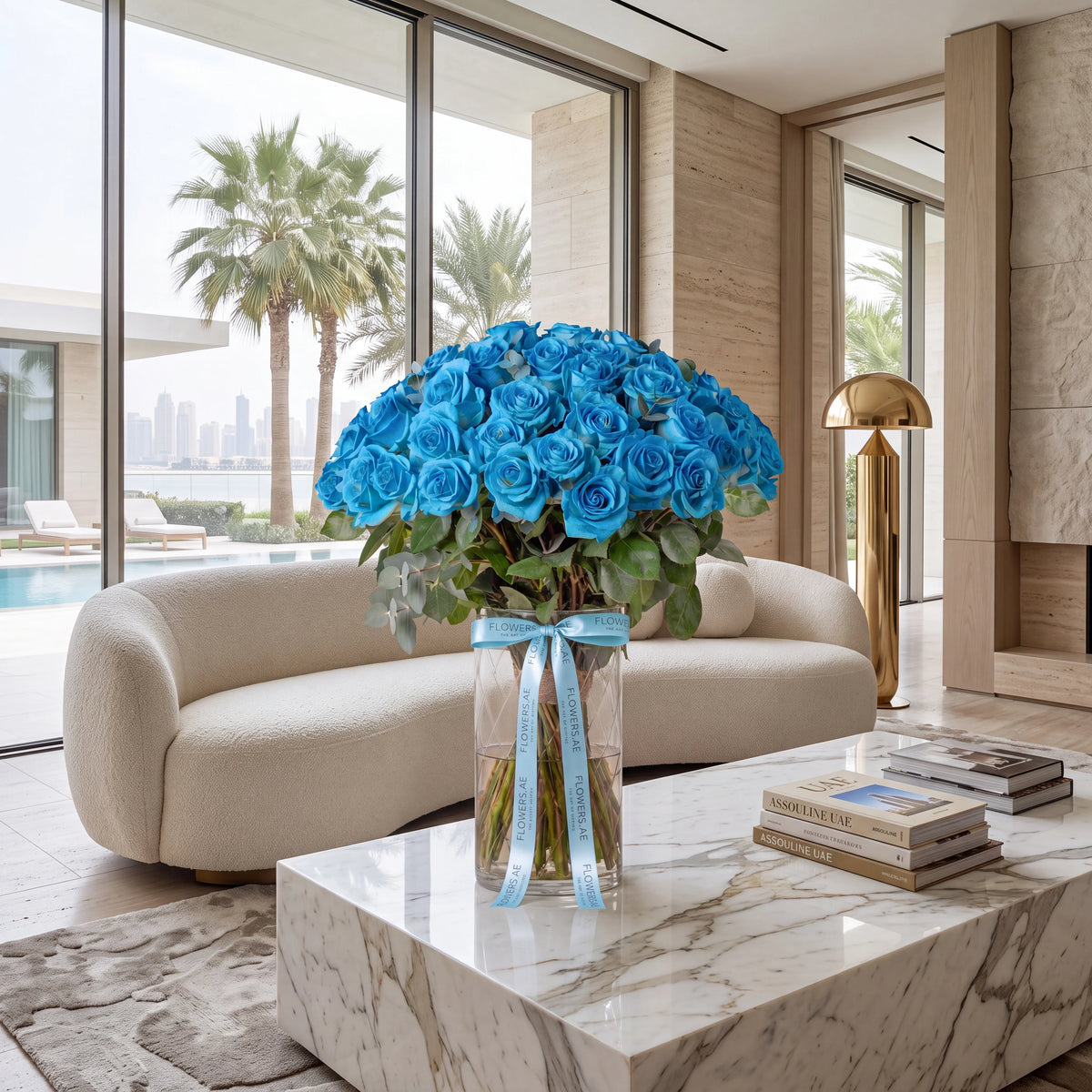 50 Tiffany Blue Roses Vase