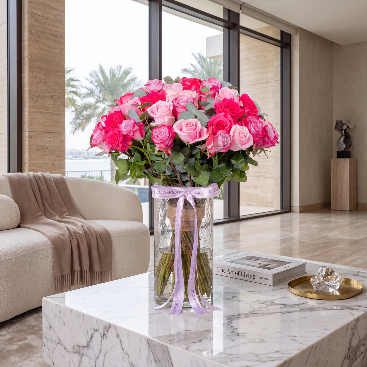 50 Blush Roses Vase