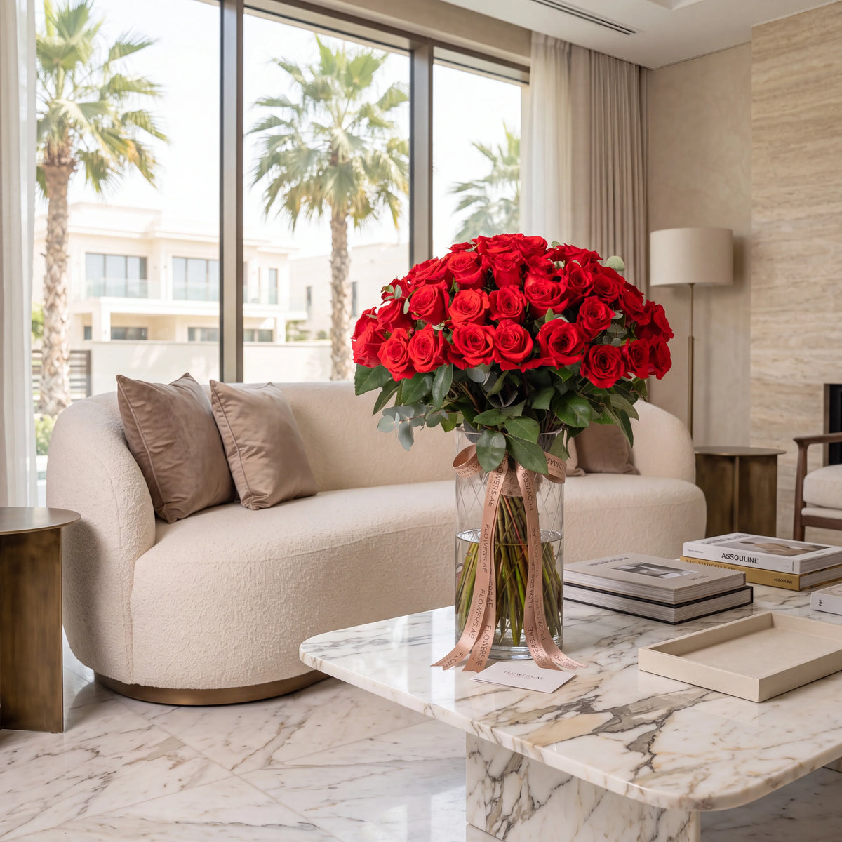 50 Red Roses Vase