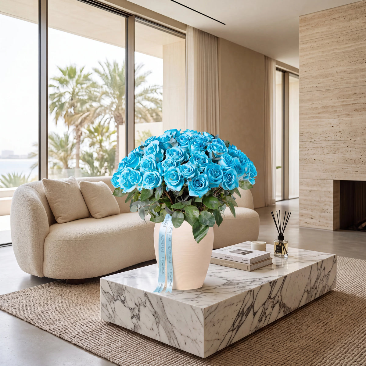 50 Tiffany Blue Roses Vase