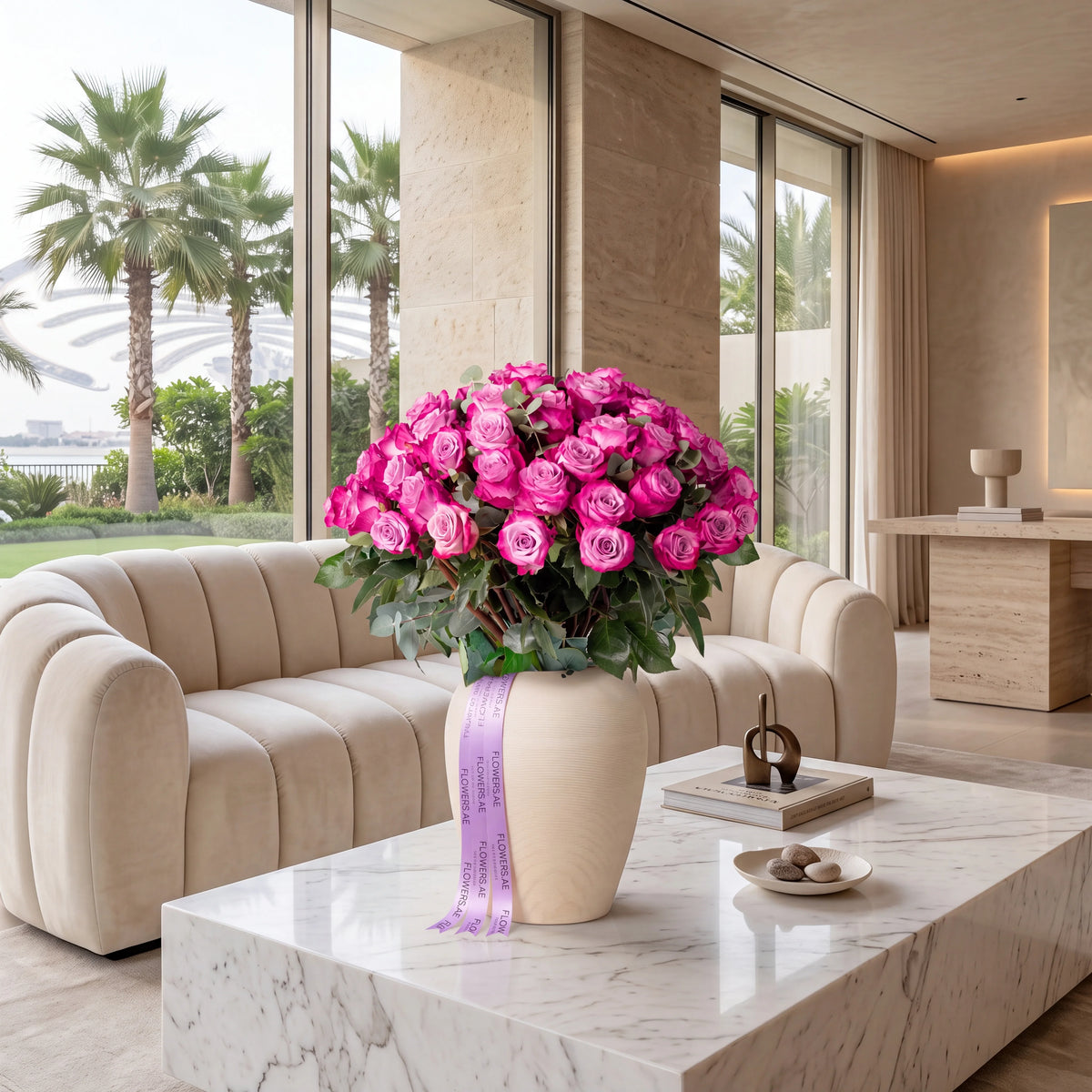 50 Purple Roses Vase