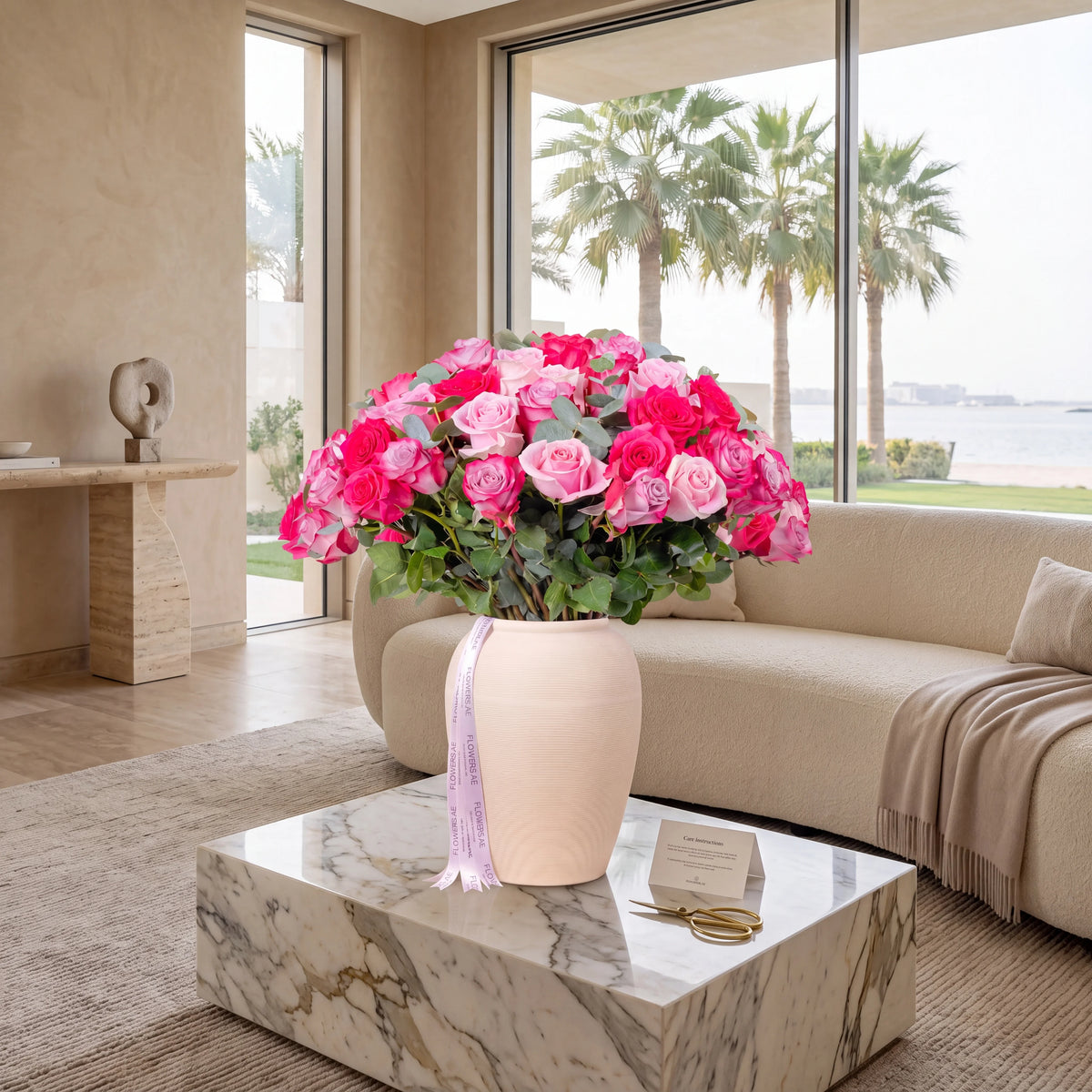 50 Blush Roses Vase