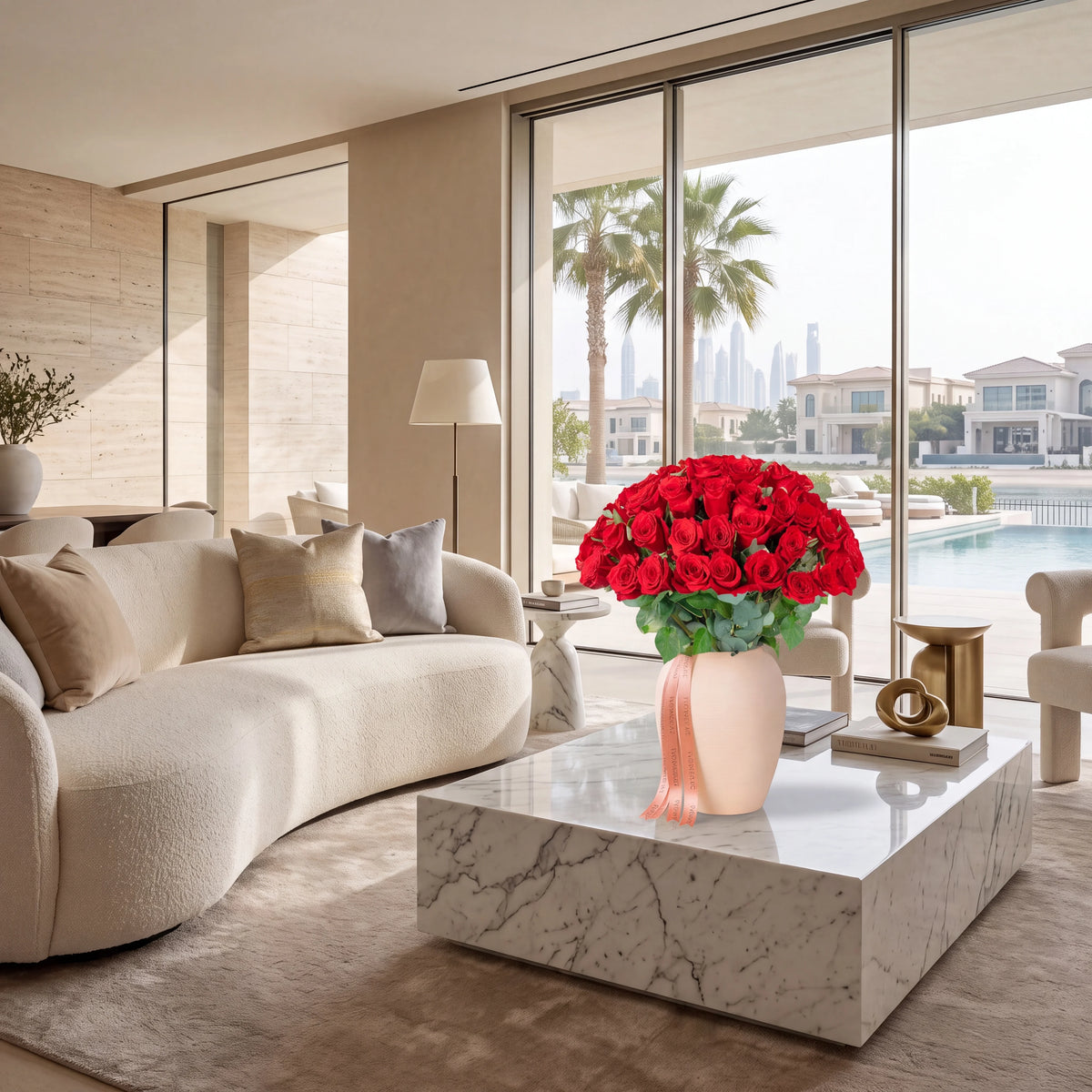 50 Red Roses Vase