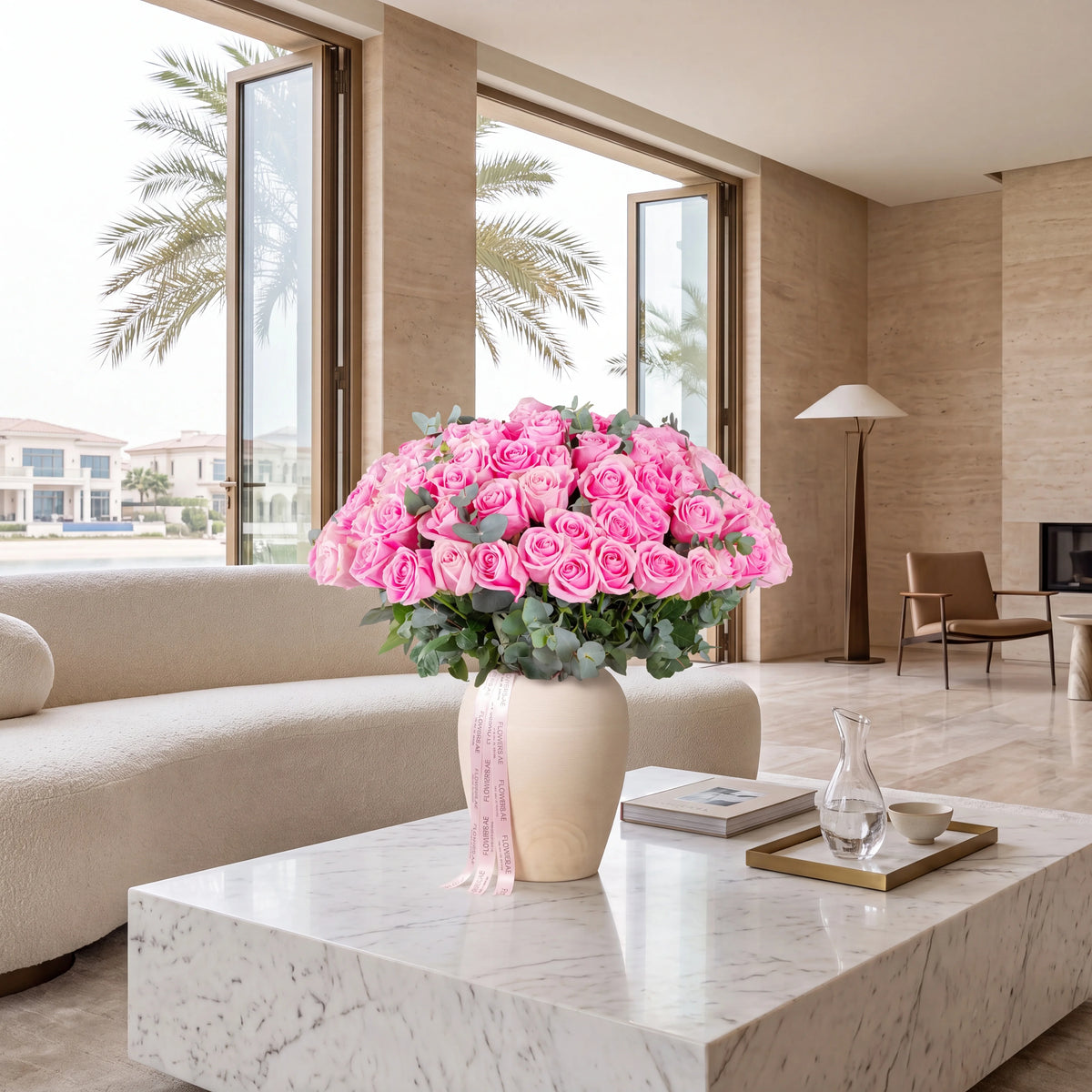 100 Pink Roses Vase