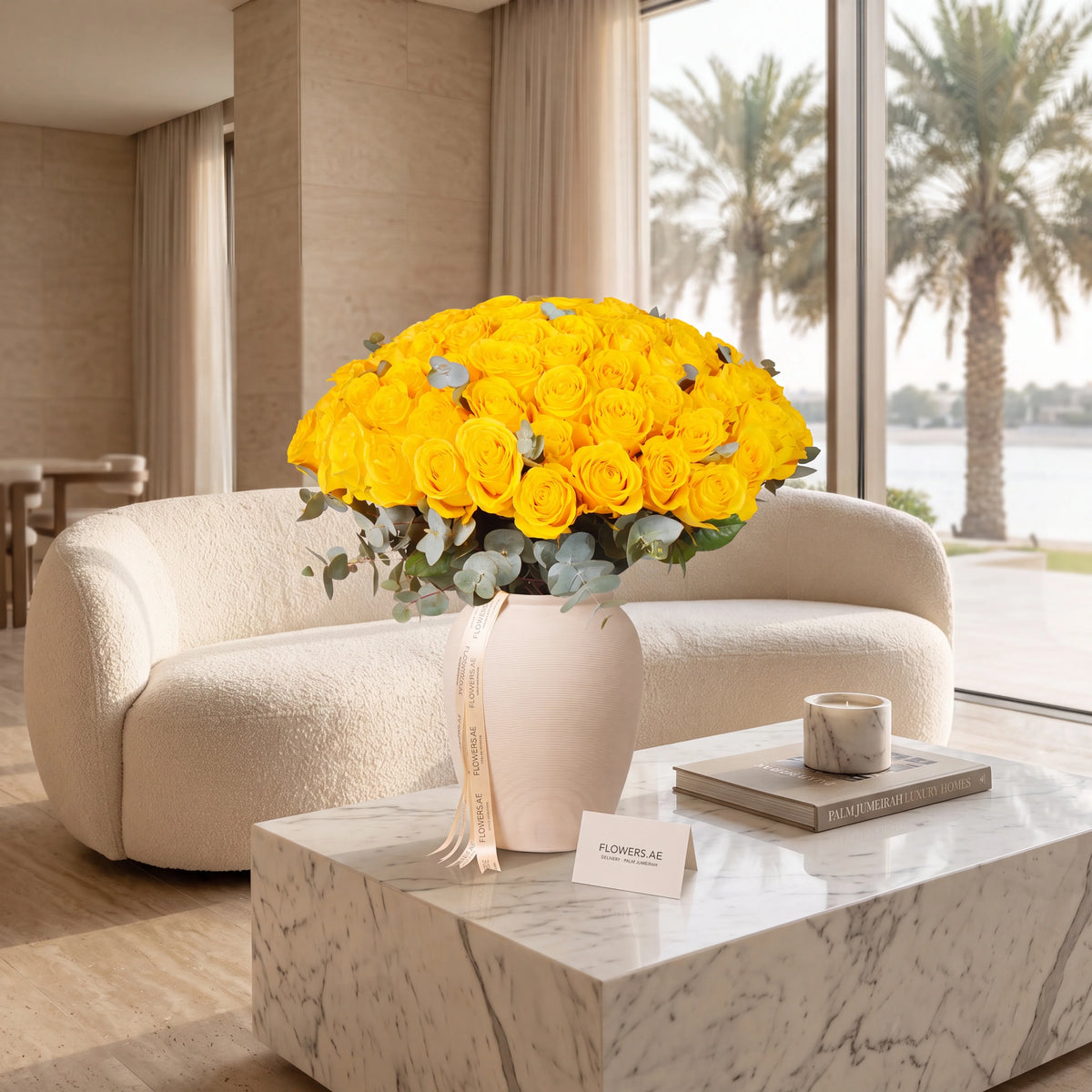 100 Yellow Roses Vase