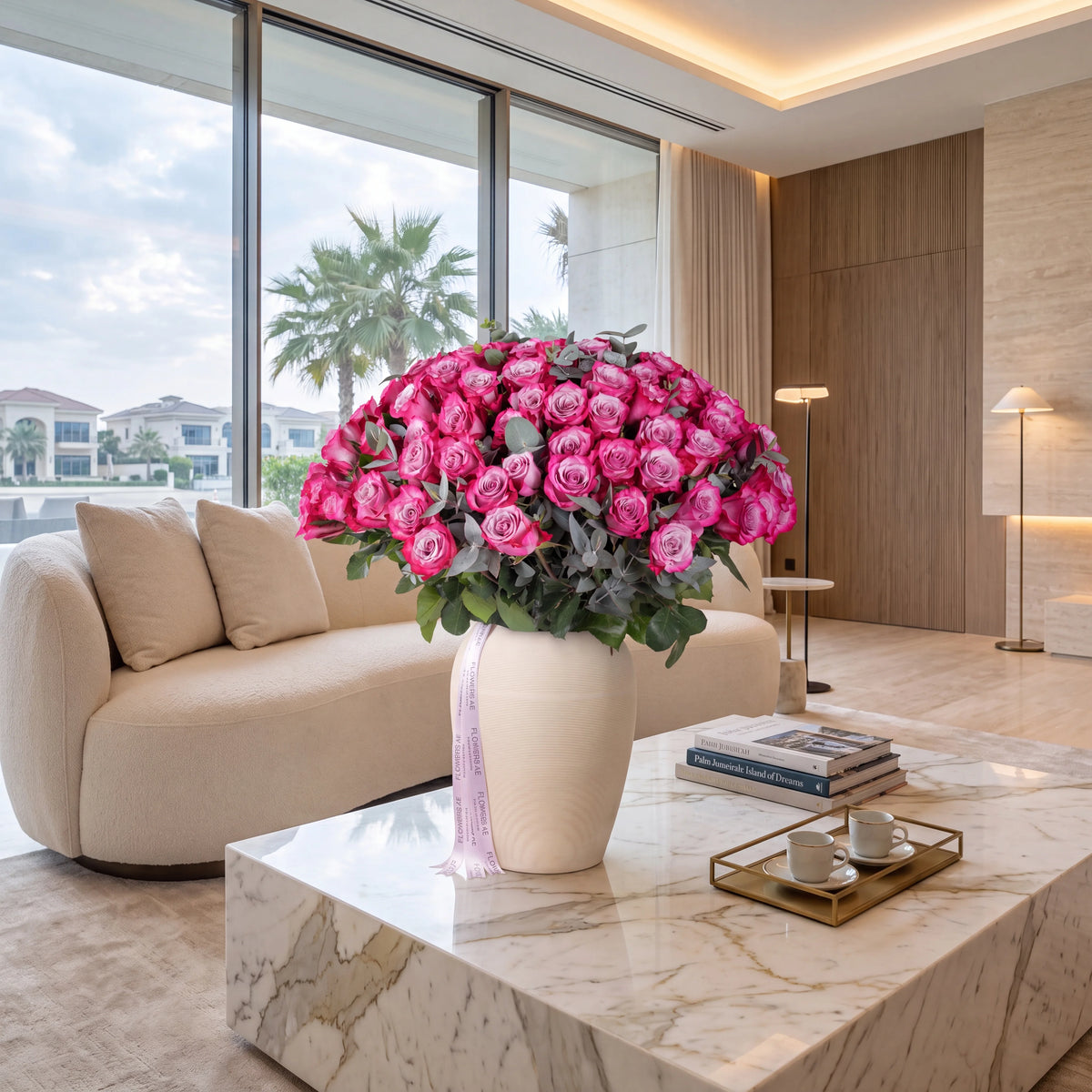 100 Purple Roses Vase