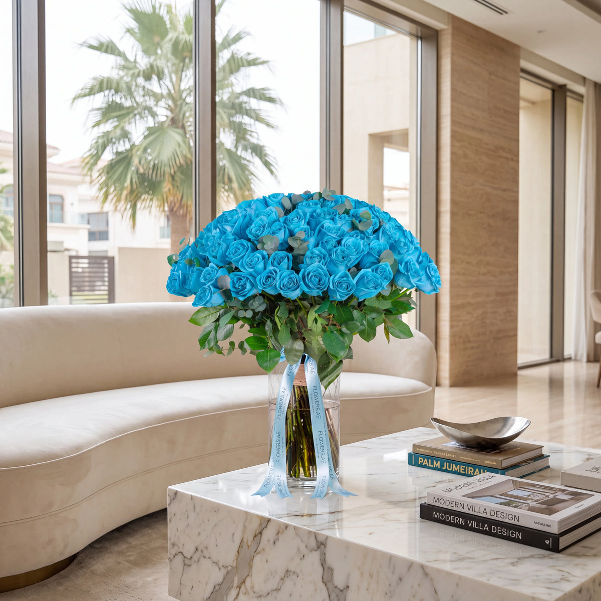 100 Tiffany Blue Roses Vase