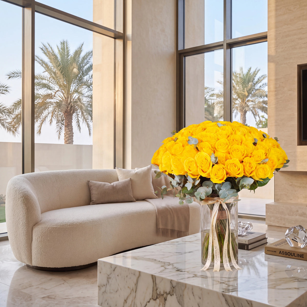 100 Yellow Roses Vase