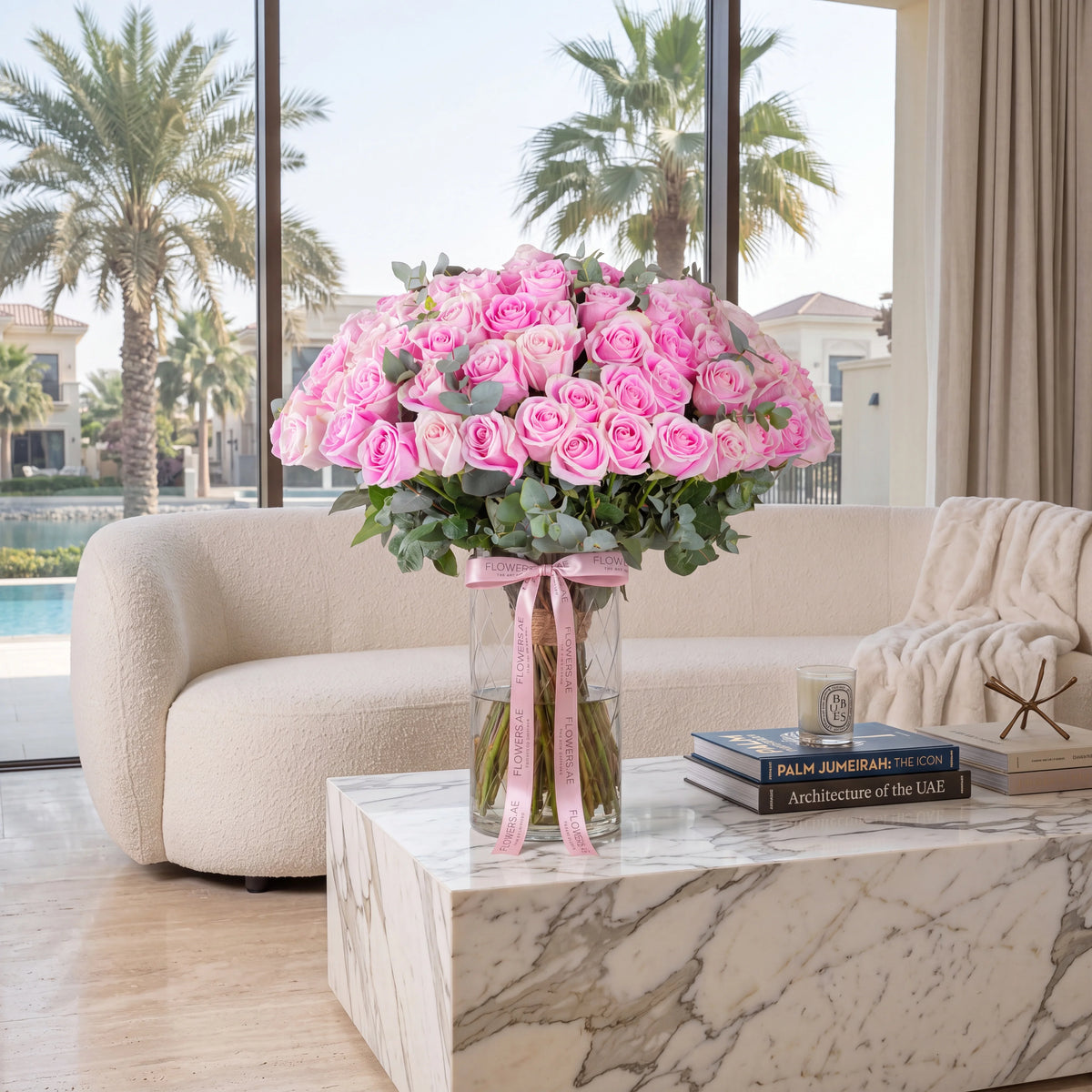 100 Pink Roses Vase