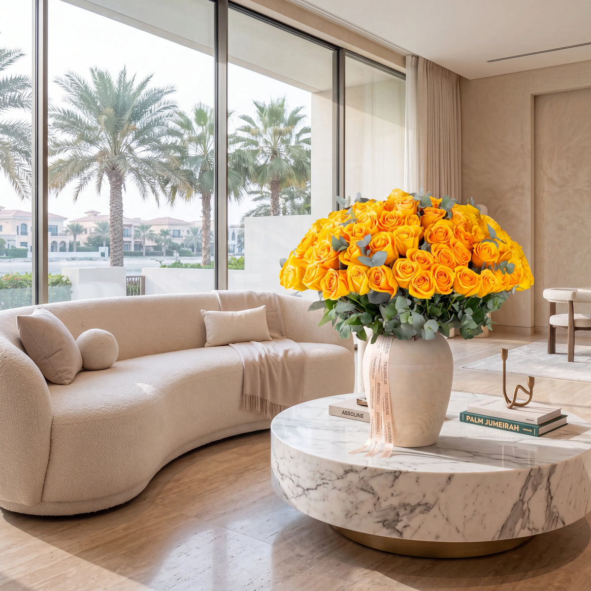 200 Yellow Roses Vase