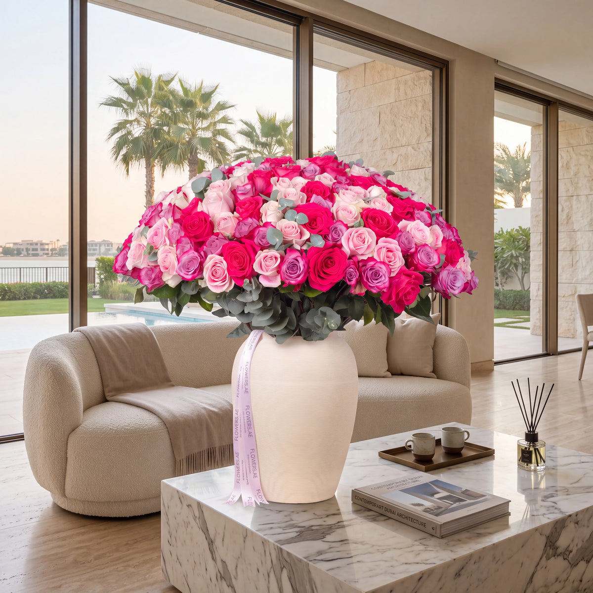 200 Blush Roses Vase