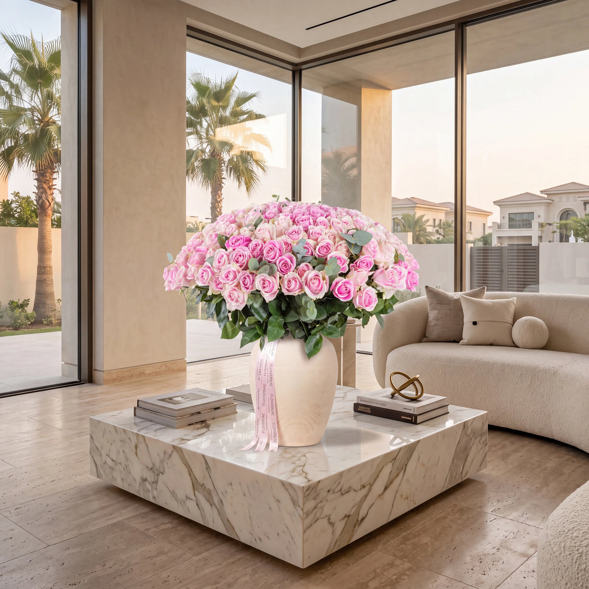 200 Pink Roses  Vase