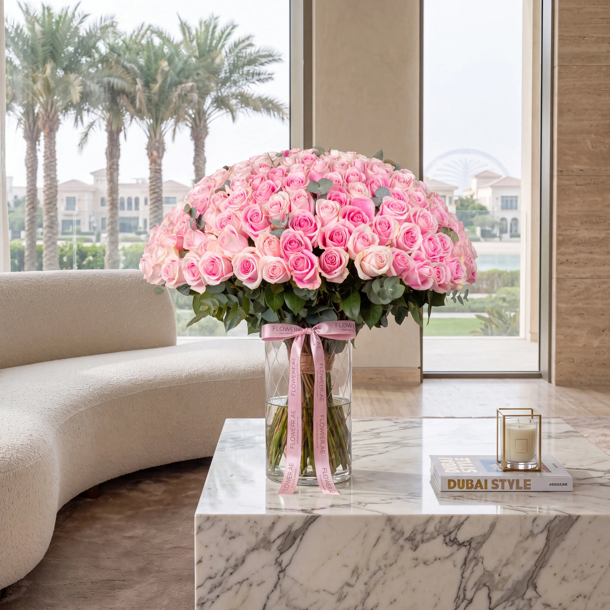 200 Pink Roses  Vase