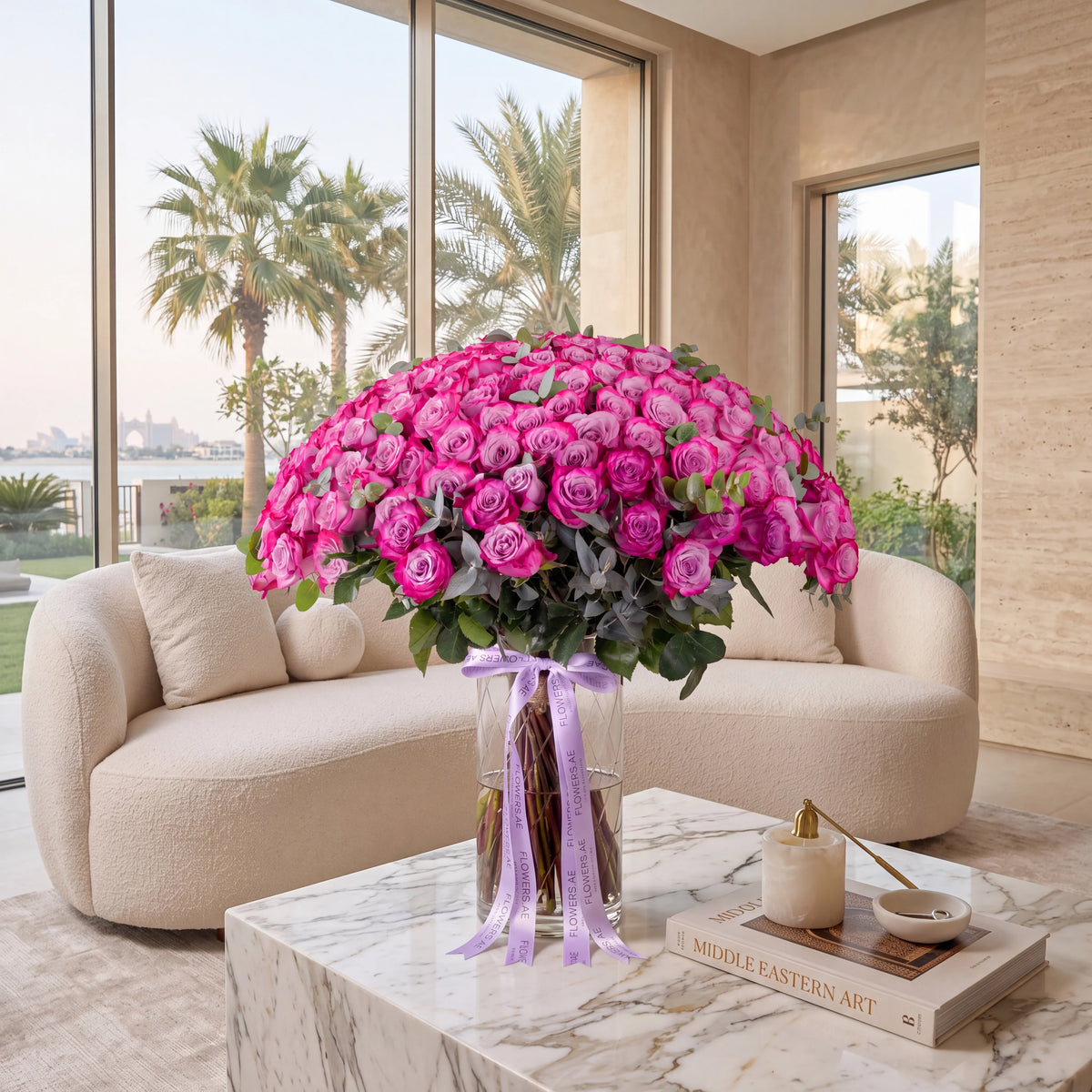 200 Purple Roses Vase