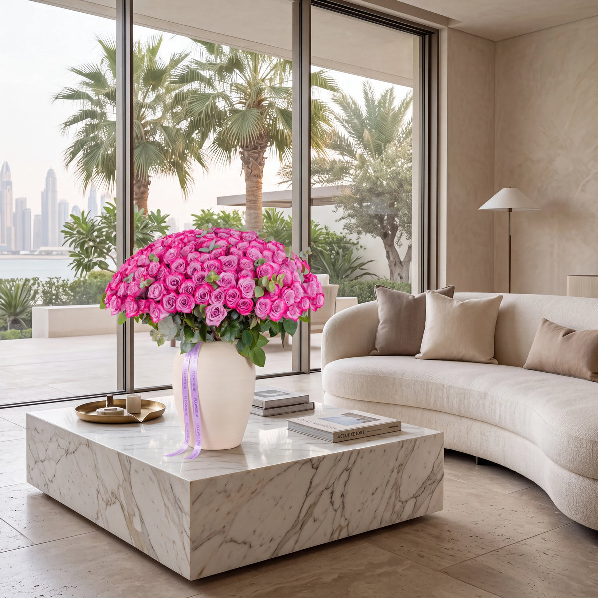 200 Purple Roses Vase