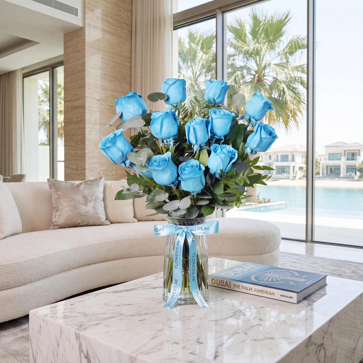 12 Tiffany Blue Roses Vase