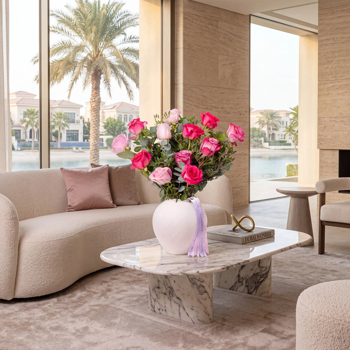 12 Blush Roses Vase
