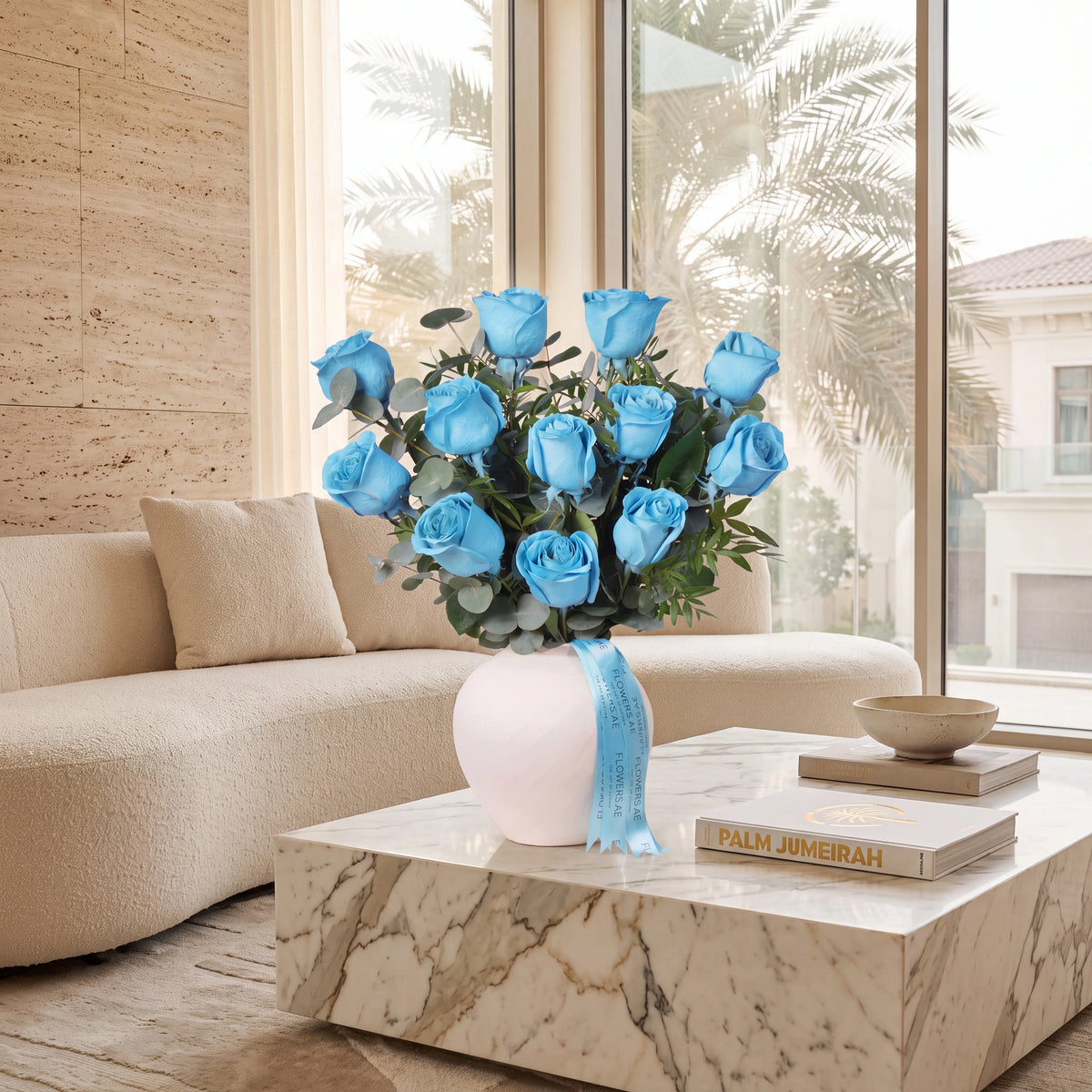12 Tiffany Blue Roses Vase