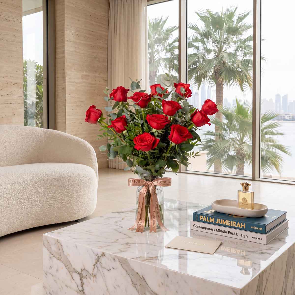 12 Red Roses Vase