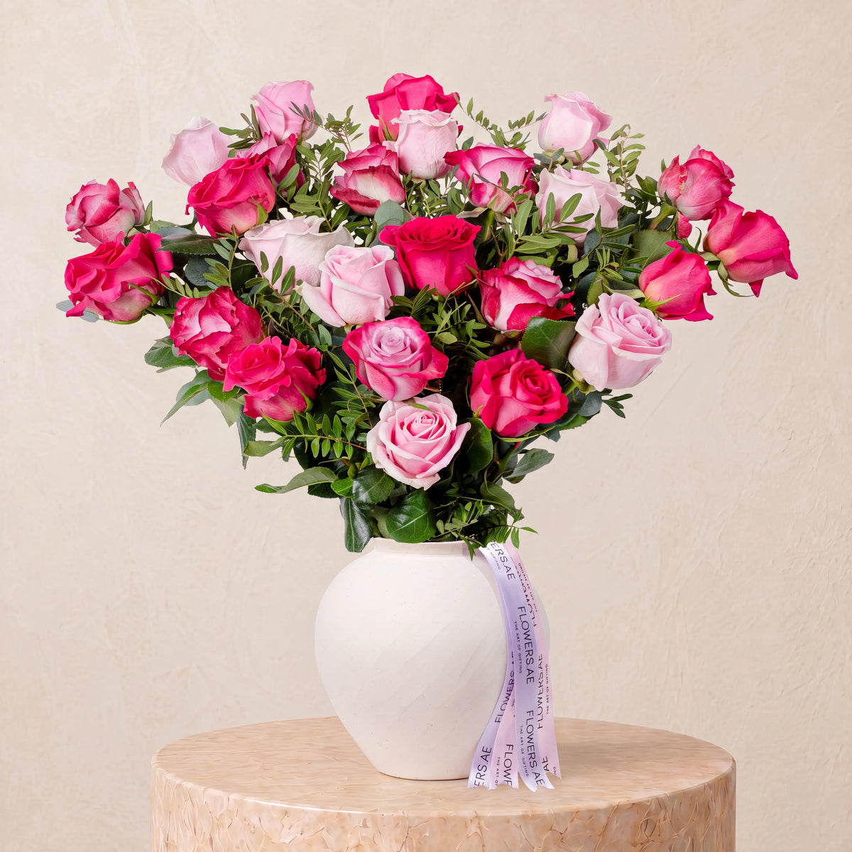 25 Blush Roses Vase