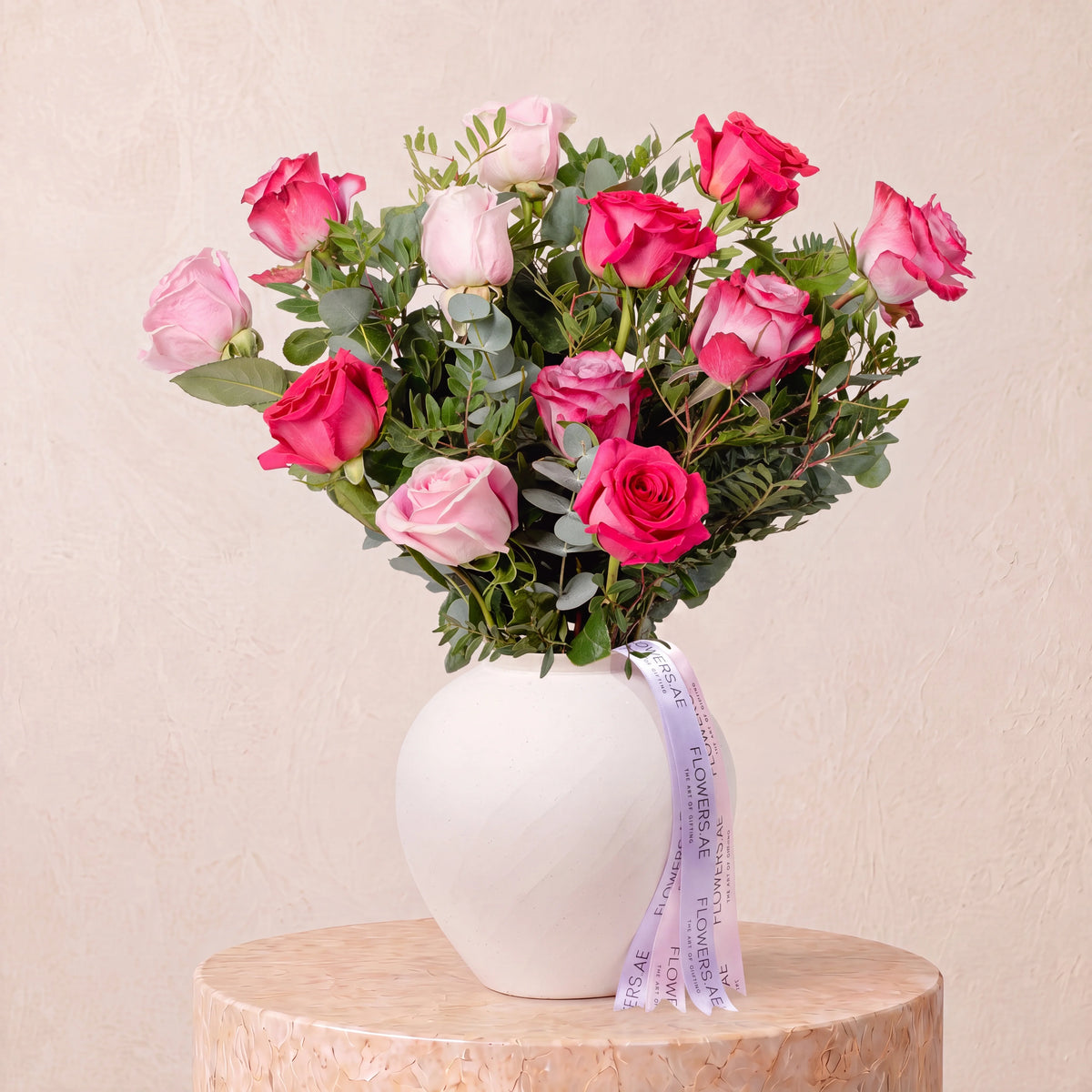 12 Blush Roses Vase