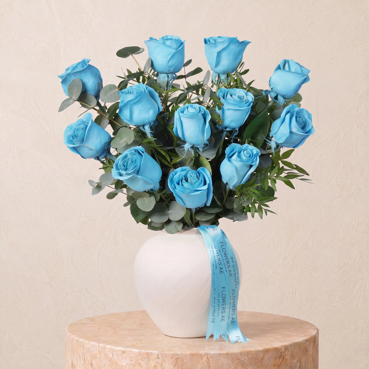 12 Tiffany Blue Roses Vase