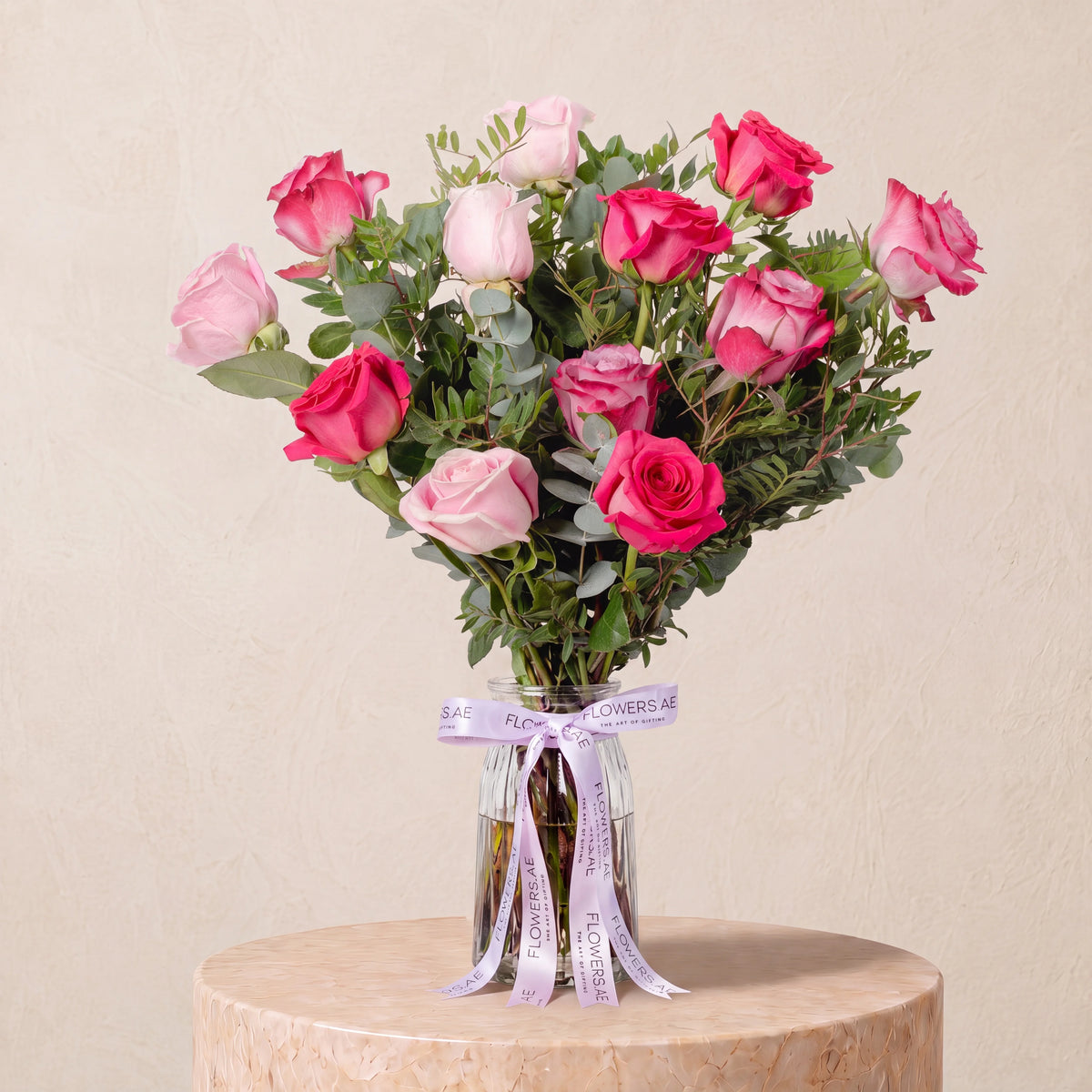 12 Blush Roses Vase