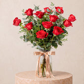 12 Red Roses Vase