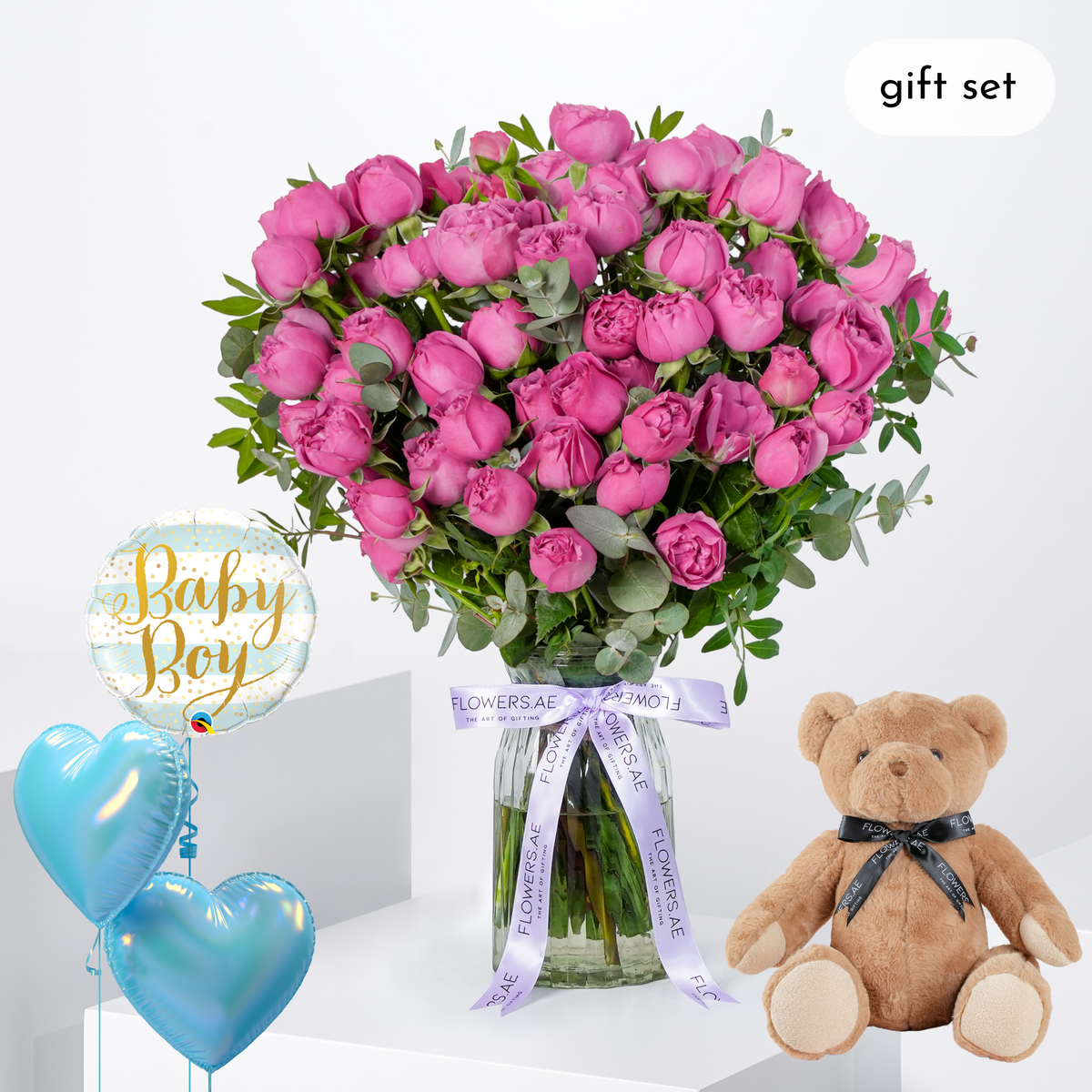 Baby Misty Bubbles Glass Vase (Gift Set)