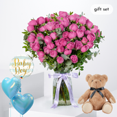 Baby Misty Bubbles Glass Vase (Gift Set)