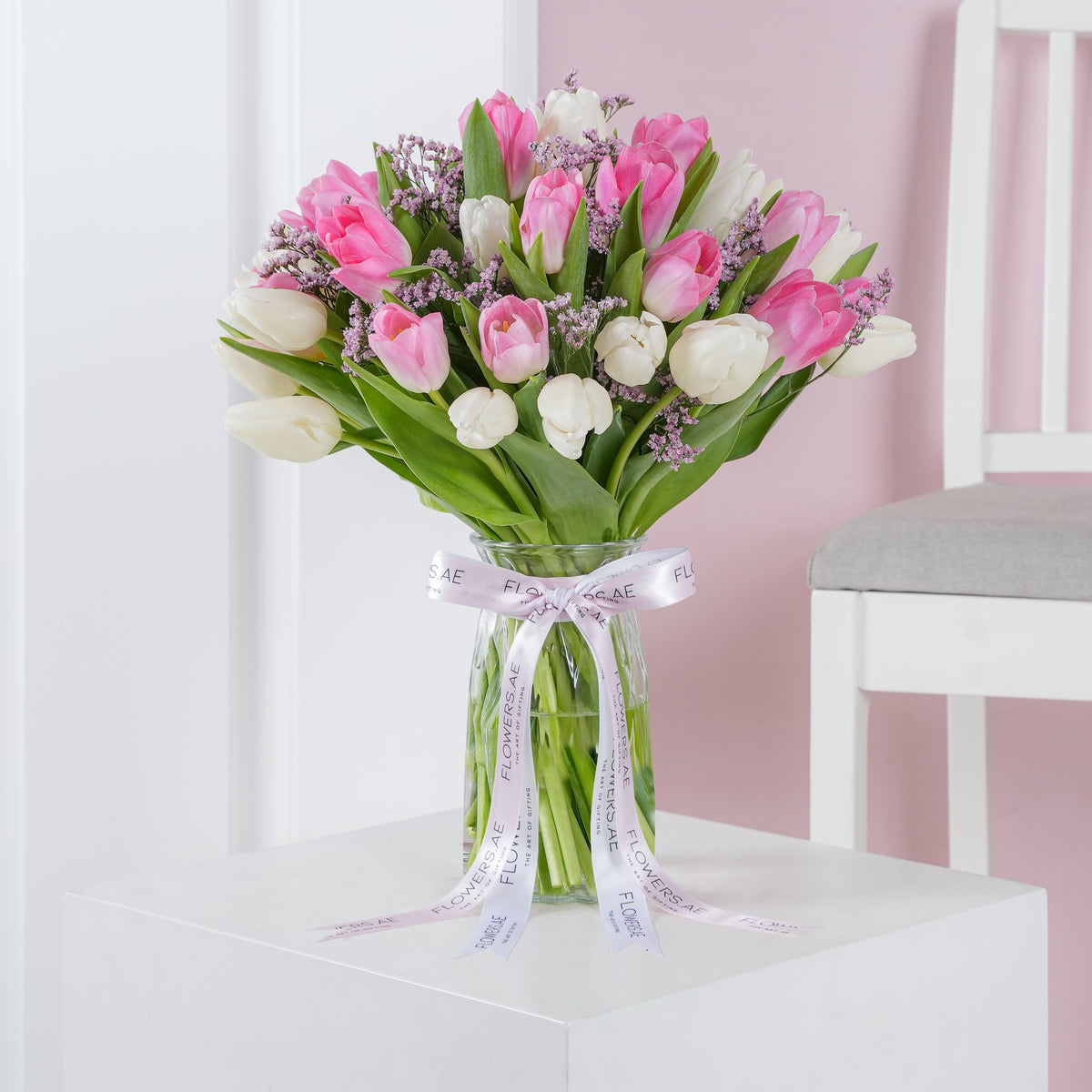 Pink And White Tulips Vase