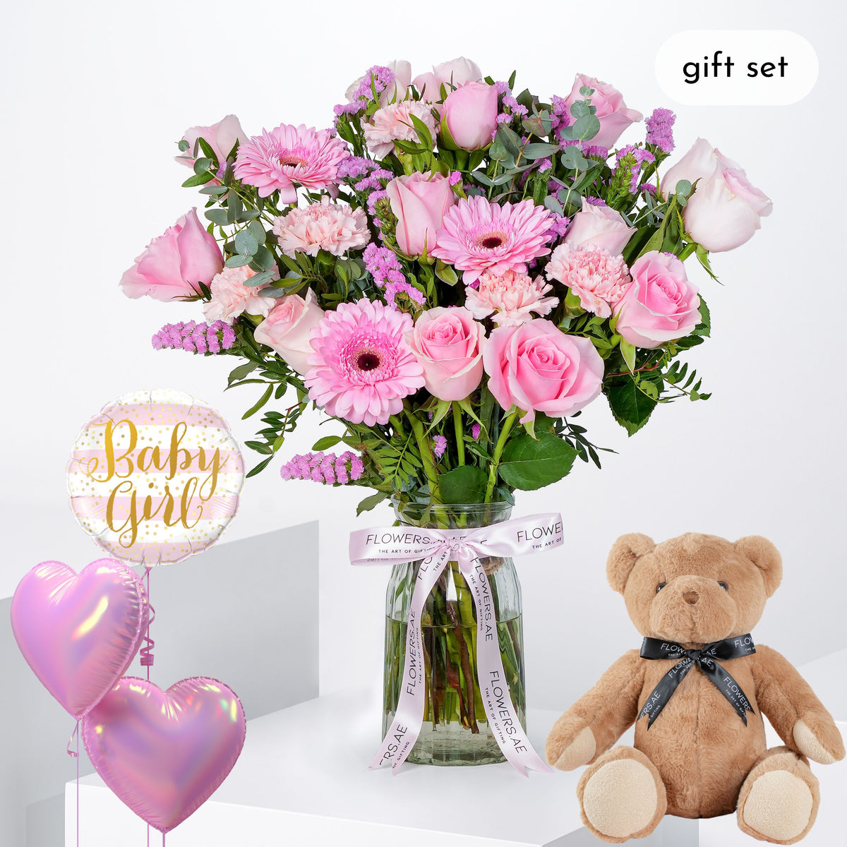 Baby Pink Perfection Glass Vase (Gift Set)