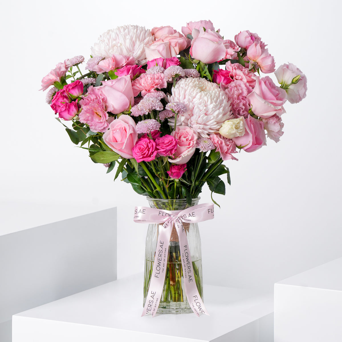 Birthday Pink Delight Glass Vase