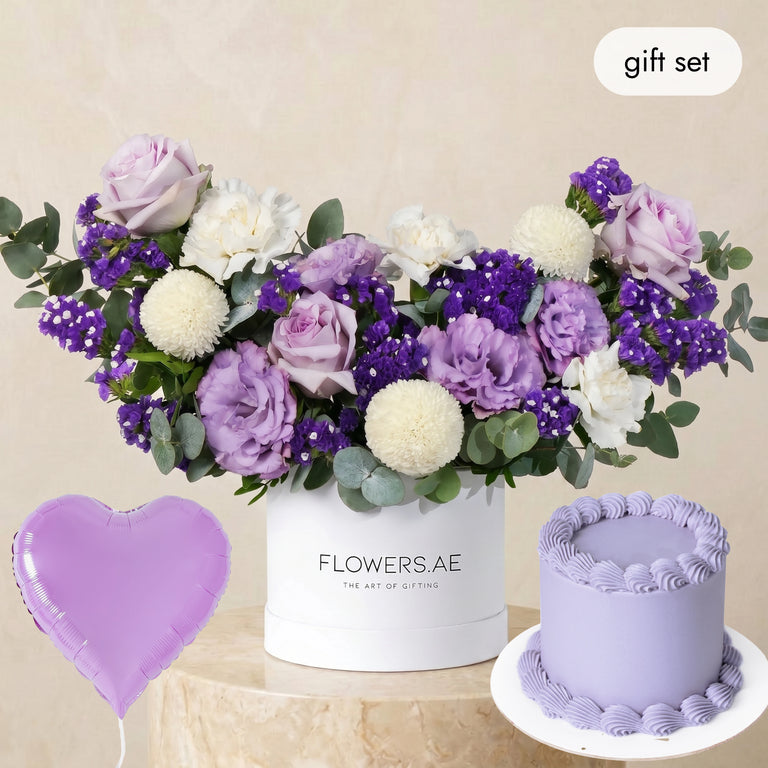 Birthday Petite Lilac Hatbox (Cake Gift Set)