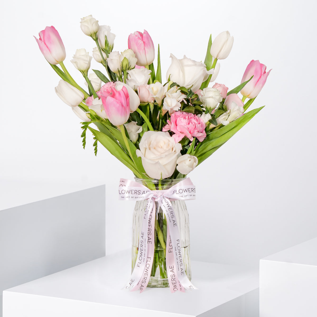 Pastel Tulips Glass Vase