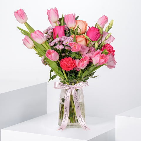 Vibrant Tulips Glass Vase