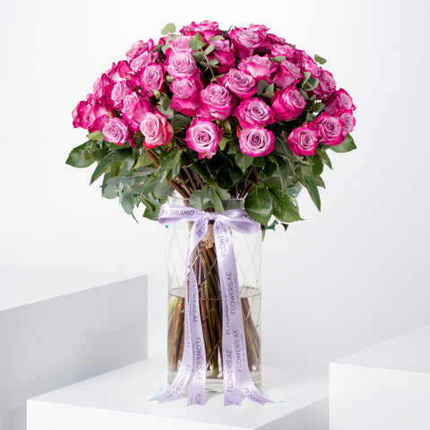 50 Purple Roses Vase