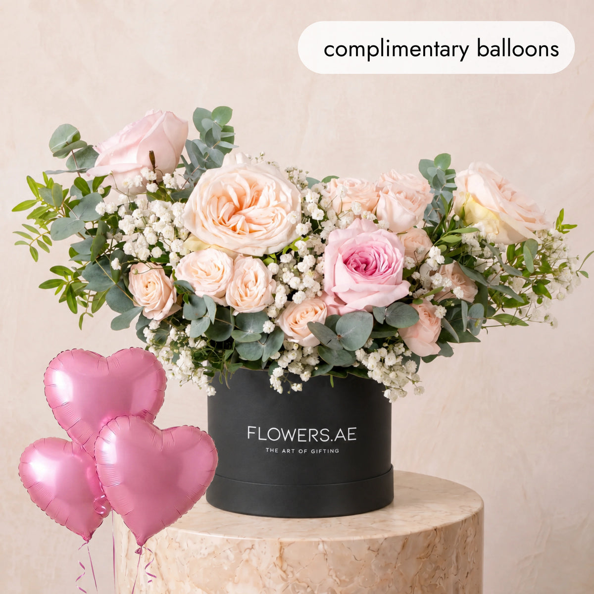 Petite Pastel Hatbox (Complimentary balloons)