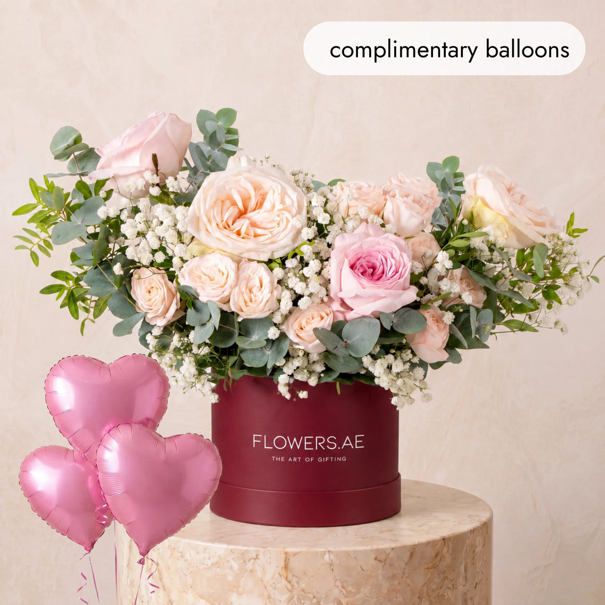 Petite Pastel Hatbox (Complimentary balloons)