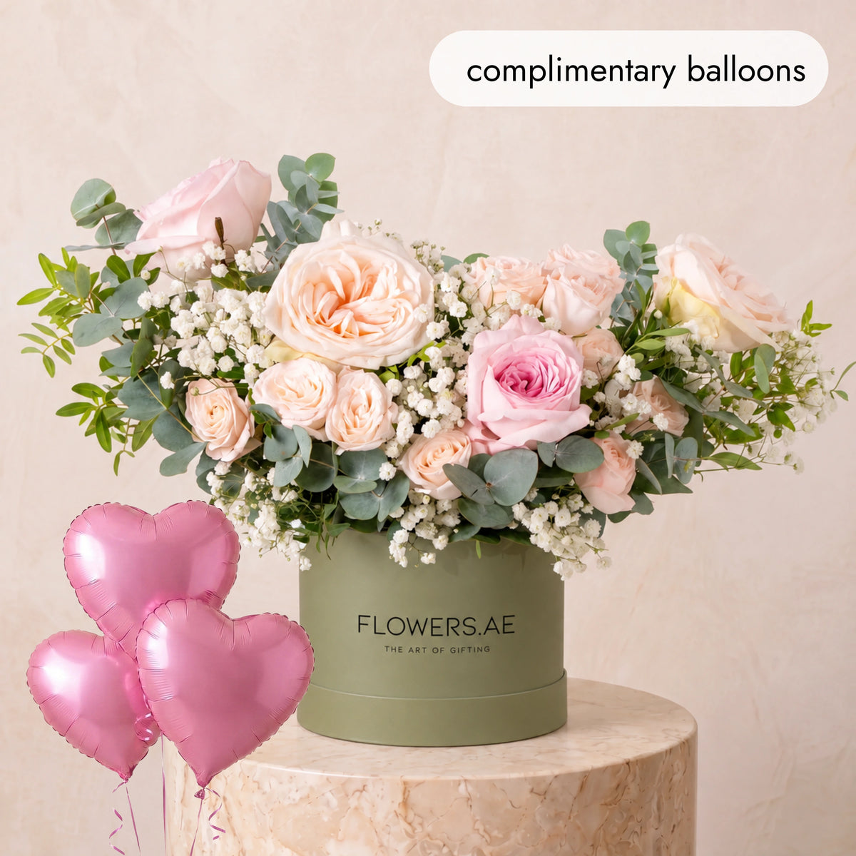 Petite Pastel Hatbox (Complimentary balloons)