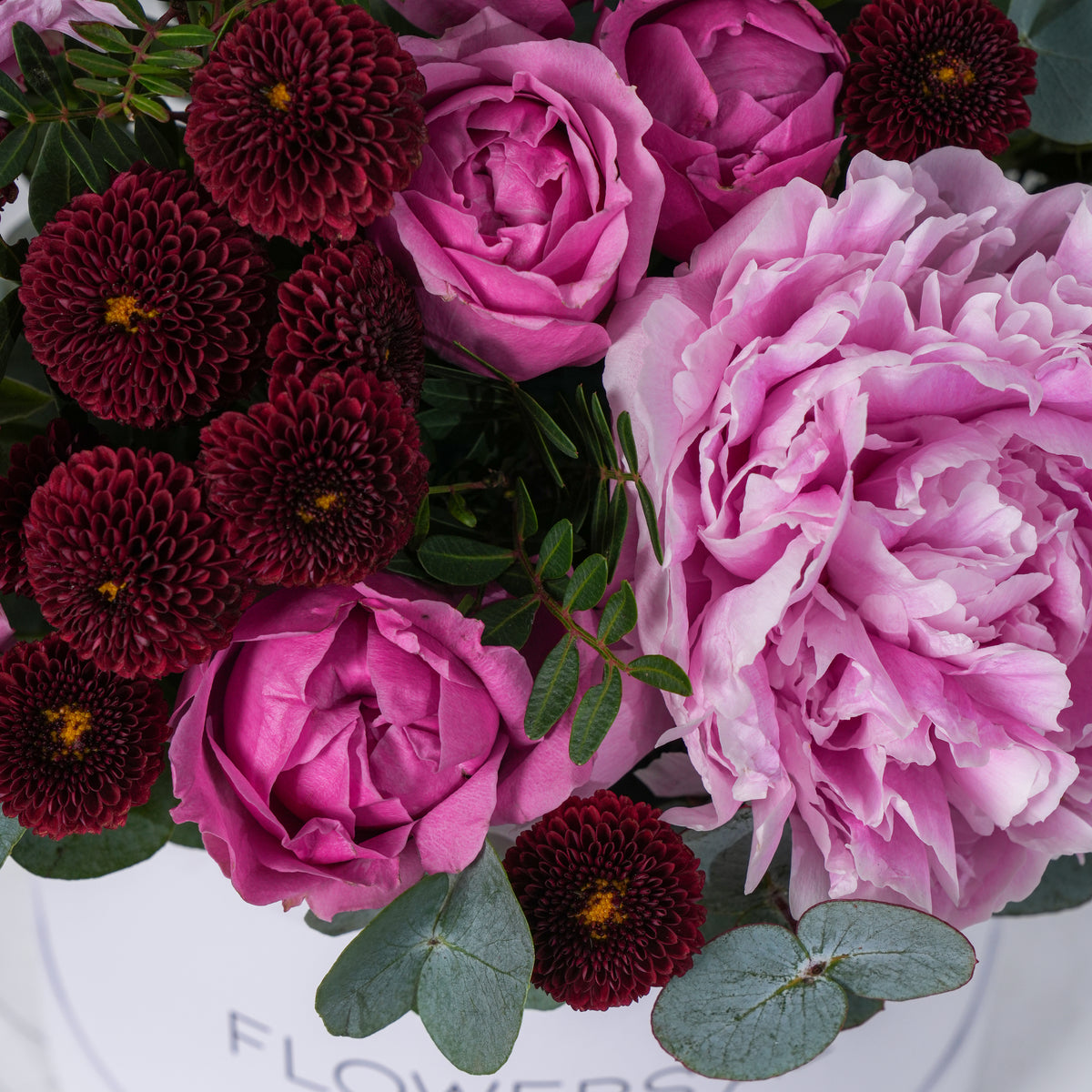 Petite Mauve Peony Hatbox (Cake Gift Set)