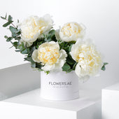 Petite Pure White Peony Hatbox