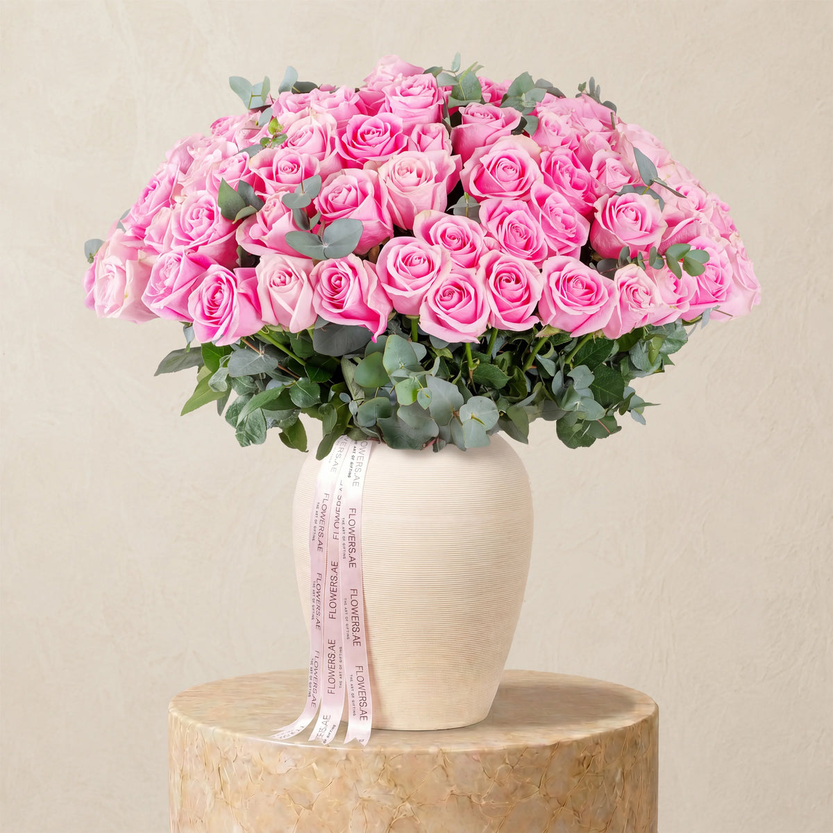 100 Pink Roses Vase