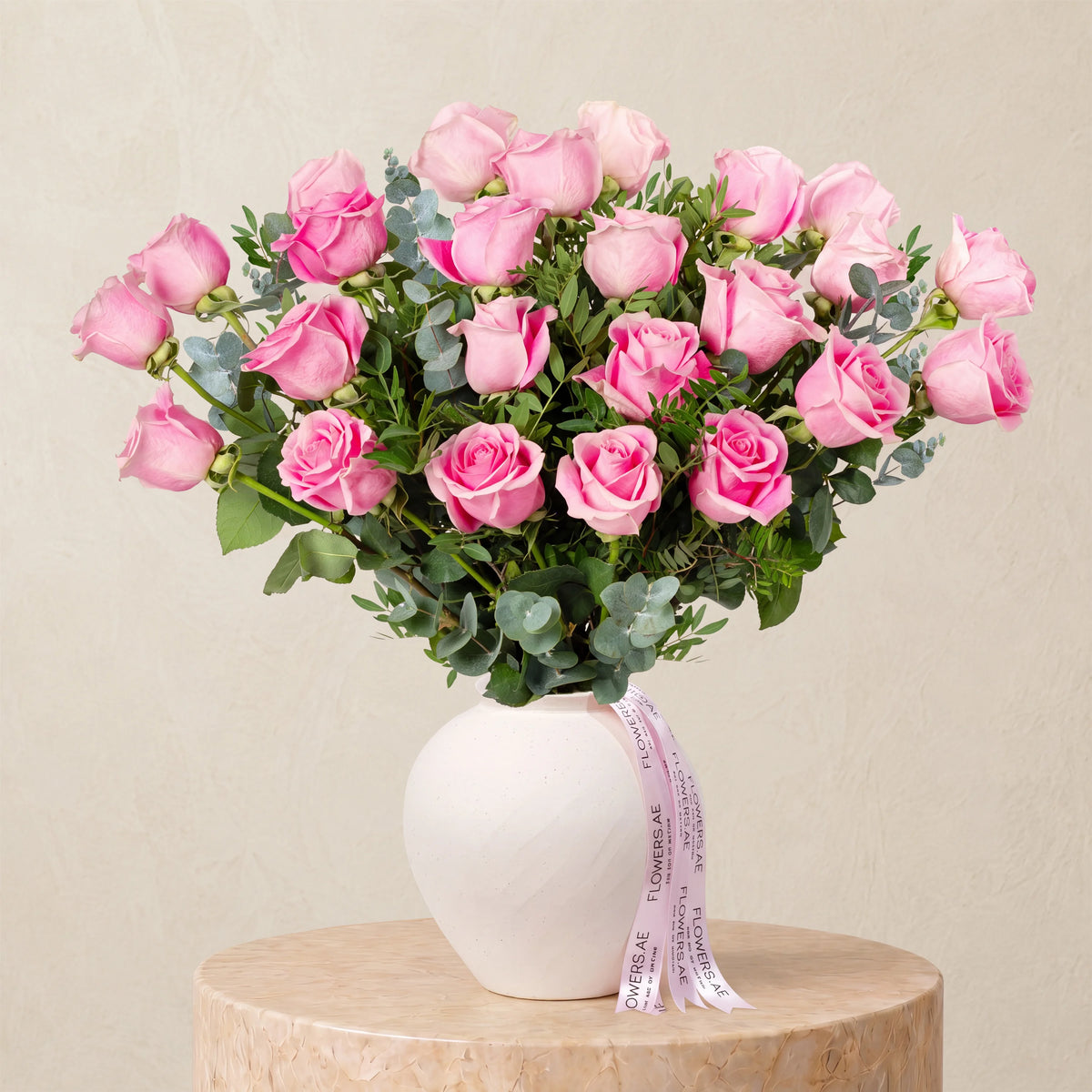 25 Pink Roses Vase