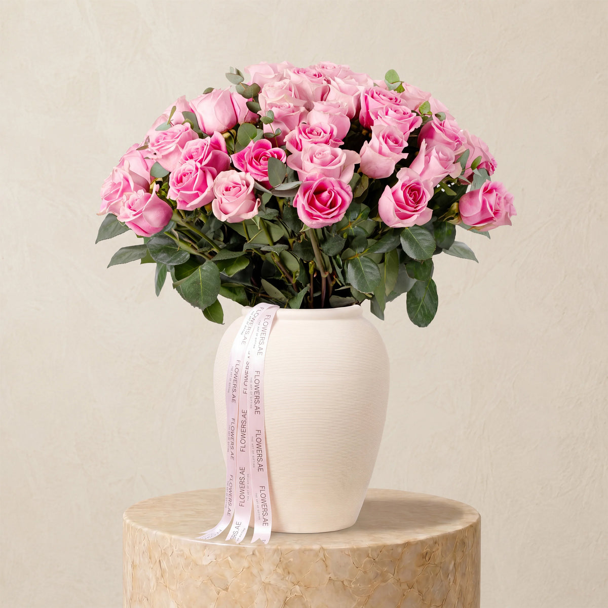 50 Pink Roses Vase