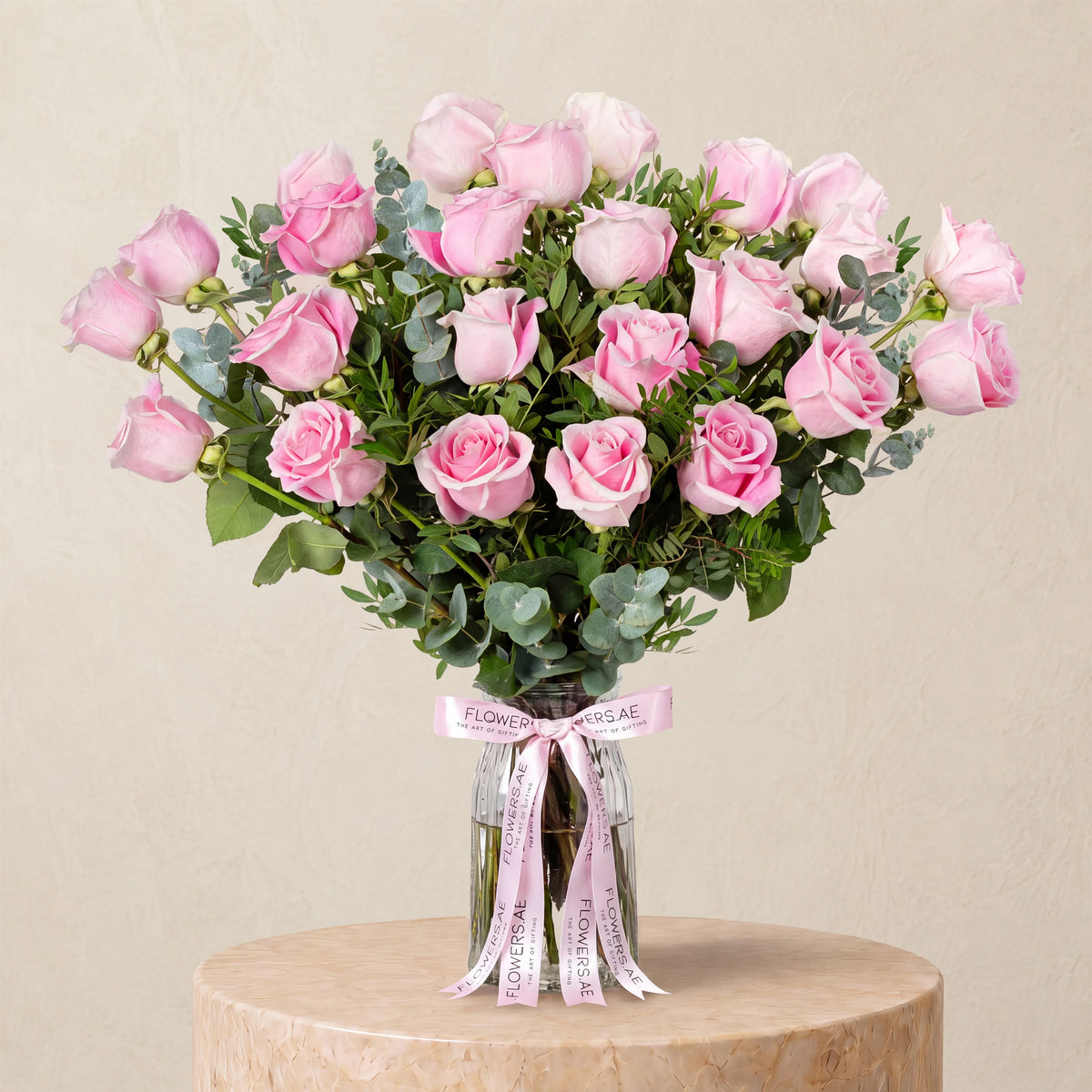 25 Pink Roses Vase